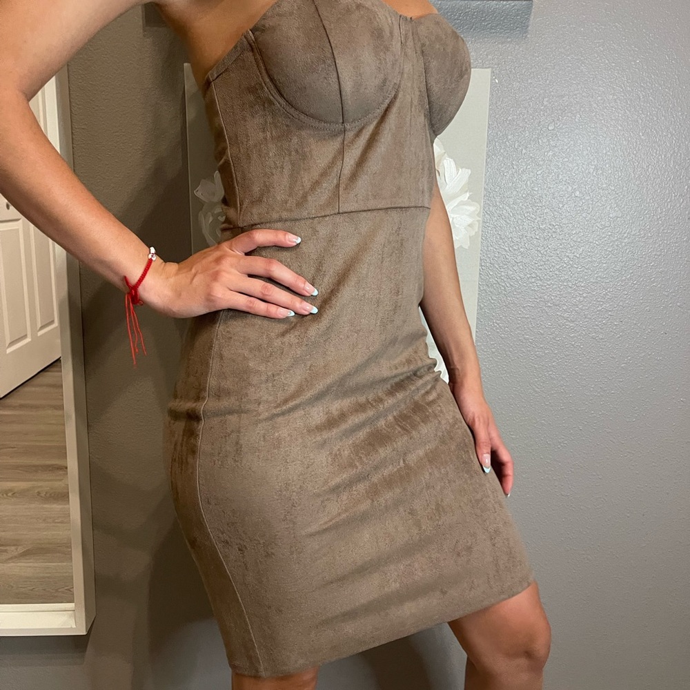 Guess nude tan tube top mini dress